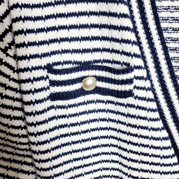 NWT Tahari Navy Stripes Knit Women's Cardigan Sweater Size L - Picture 5 of 7